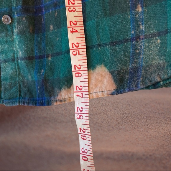 Custom Flannel Shirt XL Green Peach Desert Graphic Boho Festival - Picture 9 of 11